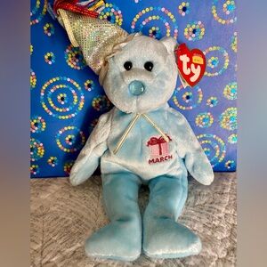 🎂 MARCH BIRTHDAY RETIRED TY BEANIE BEAR! MWMT!